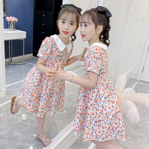 เดรสกระโปรงสำหรับเด็กผู้หญิงเสื้อผ้าหน้าร้อนกระโปรงเด็กกระโปรงเจ้าหญิงคอตตอนฤดูร้อนกระโปรงลายดอกเล็กสดใสสไตล์ฝรั่งนิยมในโลกออนไลน์สำหรับเด็กผู้หญิง