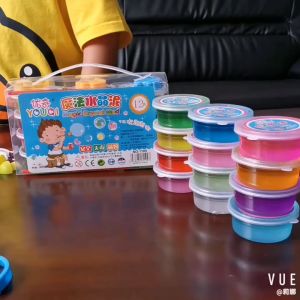 Childrens 12-color crystal mud diy crystal transparent simulation jelly plasticine clay toy mud that can blow bubbles