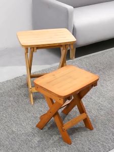 LACC Portable Folding Chair Stool High Quality Bamboo Household Shoe Stool Small Bench Mazar Outdoor Fishing Chair Space-Saving