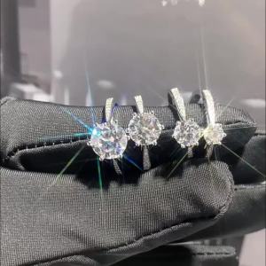 Real 1.0 Carat 6.5mm Moissanite Wedding Ring for Women 925 Sterling Silver Round Brilliant Lab Diamond Engagement Rings Gift