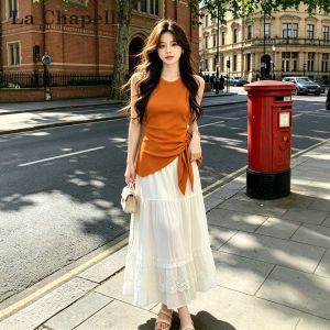 La Chapelle | Summer Lightweight Elegant White Lace and Sleeveless Top Two-Piece Set