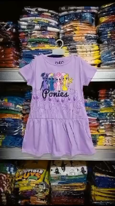 Dress Anak Perempuan D&C Kitty Cute Polkadot Pink  /HK FP Cream /Ponies Ungu /Pony Navy Kerut Usia 1-6 Tahun / Baju Anak Cewek / Daster Anak Cewek