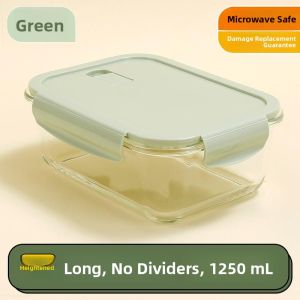 Large Capacity Three-Compartment Insulated Glass Lunch Box Microwave Safe High-Temperature Resistant Multi-Specification Set for Adults