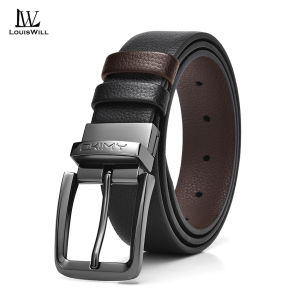 LouisWill Men Belts Double Color Leather Belt Second-layer Cowhide Leather Pin Buckle Belt 120cm Adjustable Length Dress Belts for Men with Classic Buckle Vintage Jeans Belt for Men