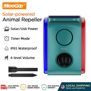 MeeGoo Solar-Powered Ultrasonic Animal Repeller Pest and Bird Repeller Outdoor Yard Chaser Garden Deterrent for Mice Cats and Dogs