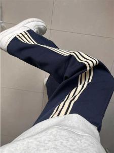 Quần Thể Thao American Retro Blue Drawstring Cho Nữ 2025 Thu Đông Mới Quần Ống Đứng Rộng Rãi Thường Ngày Cạp Chun