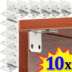 10PCS Furniture Corner Connector Universal Corner Brackets Stainless Steel Corner Brace Joint Fastener For Wood Cabinet Drawer
