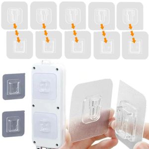 3/5Pairs Double-Sided Self Adhesive Power Strip FixatorWall Hanger Transparent Suction Cup Sucker Hook Organizer