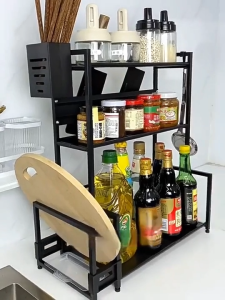 XMONE ชั้นวางเครื่องปรุง ชั้นวางของในครัว ชั้นวางเครื่องปรุงในครัว ที่วางมีด ความจุขนาดใหญ่ ปลอดภัยต่อการใช้งาน อุปกรณ์เสริมสามารถถอดและซักได้