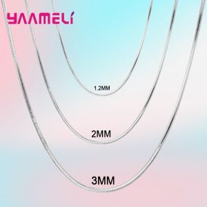 Big Promotion 100% Authentic 925 Sterling Silver Color Chain Necklace with Lobster Clasps Men Women Pendant 1.2/3/4mm 16-30 Inch