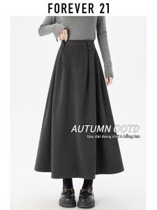 Forever21 | Chân Váy Dài Form A Phong Cách Học Đường Chất Tweed Có Nếp