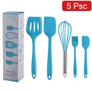 Silicone Baking Tools Set 5 Pieces Kitchen Utensil Spatula Whisk Brush Scraper for Cake Cooking Baking