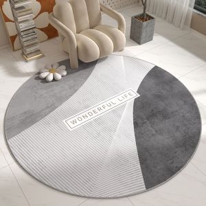 VIKAMA Phong Cách Pháp Tối Giản Thảm Tròn Chống Bám Bẩn Chống Trơn Trượt Ghế Sofa Phòng Khách Máy Tính Ghế Phòng Ngủ Nghiên Cứu Thảm Trang Trí