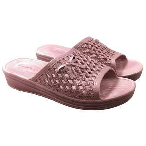 Elegant Courtyard Womens Slippers Comfortable Breathable New Material Thickened Middle Heel High Elastic Gold Summer Sandals