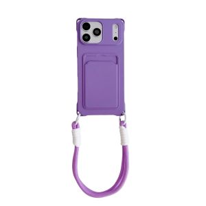 Silicone Wallet Card Bag Wrist Short Rope Case for iPhone 18 17 Air 16 15 14 13 12 Pro Max Plus 17e Portable Anti-Loss Shell