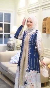 Elizha Dress Gamis Silk Motif Jumbo Busui Bahan Silk Print Terbaru