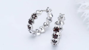 Lohaspie Jewelry Genuine 2.8 Carats Solid Sterling Silver 925 Drop Earring Original Natural Garnet Drop Earring Genuine Garnet Earrings Garnet Earring Birthstone For Women Jewelry