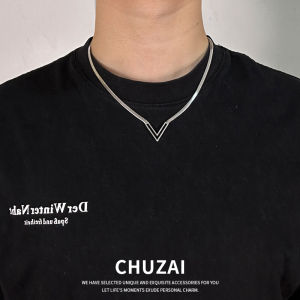 สร้อยคอไททาเนียม โซ่กระดูกงู V สำหรับผู้ชายและผู้หญิง สร้อยคอแบบไฮเอนด์ เครื่องประดับแฟชั่น เครื่องประดับโซ่กระดูกงู