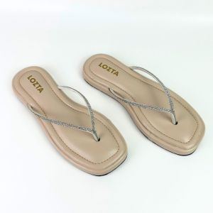 Sandal Jepit LOZTA Wanita Terbaru 01 Karet Empuk Hak Tebal Diamond Putih