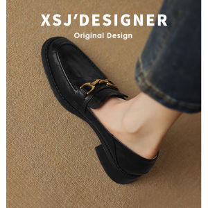 LIQIXIEFANG | Silent Sole Loafer Shoes Women Genuine Leather Mid Heel Casual Shoes