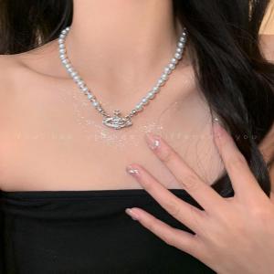 คอไข่มุกสวยหรู MODE Korea สร้อยคอดาวเคราะห์ ลูกไม้สำหรับผู้หญิงหญิงสาว