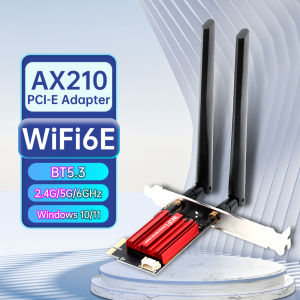 Fenvi | FENVI AX210 WiFi 6E PCI-E Adapter 5374Mbps BT5.3 Tri-Band 2.4G/5G/6Ghz 802.11AX Wireless Network Wi-Fi Card For PC Windows10/11
