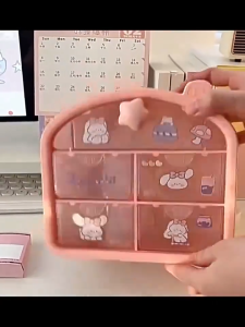 Colorlady - Kệ Để Bàn Mini 5 Ngăn Kéo Mica Núm Sao Dễ Thương Tủ Nhựa Đựng Mỹ Phẩm Trang Sức Đa Năng Cho Học Sinh