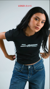 Logo Jeans Kaos Wanita Bayla Black 12873L4BK