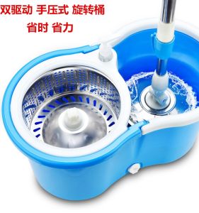 Universal Good God Mop Bucket Double Rotation Hand Press Type Double Drive Dewatering Home Use Mop Bucket Mop Head Cleaning Tools