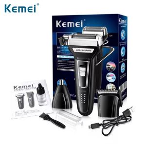 Kemei KM-6559 chuyên nghiệp 3 trong 1 đa chức năng máy cạo râu điện tóc Clipper Máy Tỉa Lông Mũi hai lưỡi USB dao cạo Máy cạo râu điện