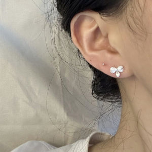 Silver S925 Heart Shaped Pendant Butterfly Knot Ear Cuff Womens Fashion Jewelry Lace Design Ear Studs Hoops Elegant Sensation