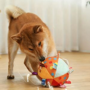 Plush Dog Vocal Toy Ball Funny Interactive Pet Toys with Bells Cleaning Tooth Chew Toy For Small Large Dogs Cats Puppy Plaything