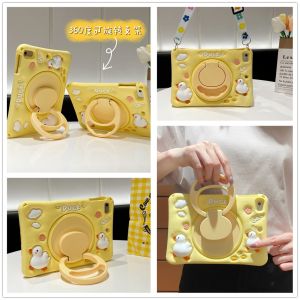 For HONOR Pad X7 8.7 inch 2025 Kids Tablet 360° Rotating Cute Yellow Duck Relieve Stress Shockproof Handle Stand Case Cover