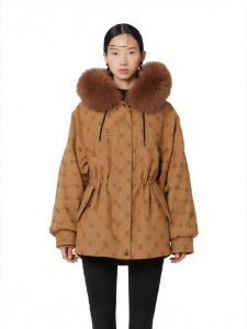Madéra Style Straight Retro Pattern Down Jacket