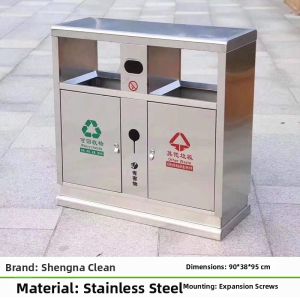 Outdoor Commercial Stainless Steel Garbage Sorting Bin