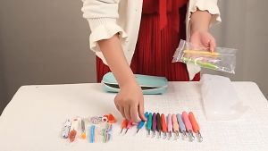 (พร้อมส่งจากไทย) ชุดเข็มถักโครเชต์ สีเขียว เข็มถักโครเชต์ เข็มถักด้ามซิลิโคน