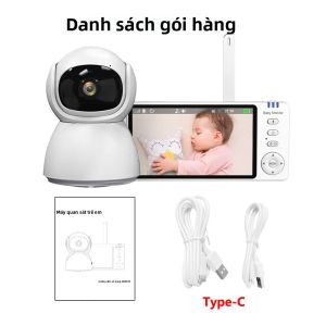 Máy Giám Sát Trẻ Em 5 Inch IPS Với Chức Năng Xoay Nghiêng Không Dây Âm Thanh Hai Chiều Tầm Nhìn Ban Đêm Camera Trẻ Em Phát Hiện Tiếng Động Sạc USB Thẻ Nhớ SD Độ Phân Giải 720P Bảo Mật Người Trông Trẻ
