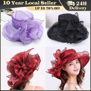 1Pc Women Organza Mesh Hat Ruffles Wide Brim Summer Bridal Sun Hat French Europe and America Exquisite Party Cap Beach Cap