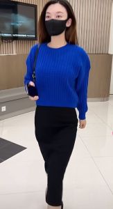 New Knit Sweater Dress Suit Long Sleeve Crew Neck Loose Fit