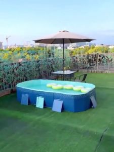 【Foldable】Inflatable-free foldable childrens swimming pool for home use baby swimming bucket large outdoor family swimming pool with stand Water park,Foldable Swimming Pool For Kids Non Inflatable Swimming Pool For Kids 3 Layers Thicken Swimming Pool