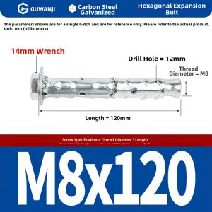 GUWANJI | Hex Drive Extended Expansion Screw 304 Stainless Steel