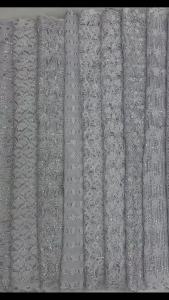 Vải Ren Lưới Sequin Châu Phi Màu Trắng 5 Thước Chất Lượng Cao Lụa Sữa Pháp Nigeria Dùng May Váy Cưới