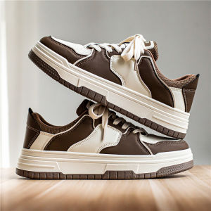 Retro Thick Bottom Breathable Sports Sneakers for Men Casual Slip-On round Toe PVC Outsole Synthetic Leather Upper