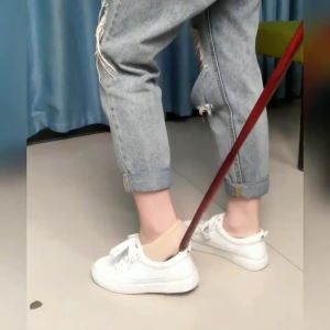 QS 70CM shoe horn long handle wood lazy shoe helper shoes insert stick shoehorn