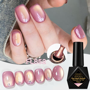 Sơn Móng Tay Gel Từ Tính Màu Vàng Nhạt 10ml Siêu Bóng Nhũ Hồng Bán Vĩnh Cửu Tẩy Được Bằng Dung Dịch Dùng Đèn UV/LED Dụng Cụ Làm Móng