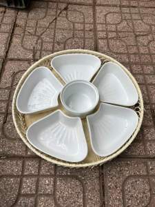 Bộ Bát Đĩa Mặt Trời đường kính Nhỏ có Khay Mây tiện lợi sang Trọng