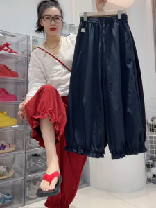 Quần Ống Rộng Cạp Cao Mùa Hè Cho Nữ Quần Dài Thường Ngày Họa Tiết Ren Quần Dài Đến Mắt Cá Chân Thời Trang Quần Ống Rộng