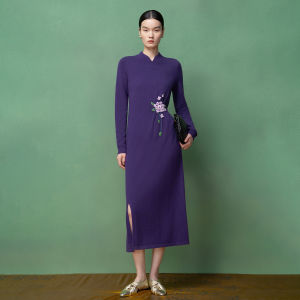 Handmade Flower Wool Dress Stand Collar