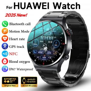 2025 New NFC Smart Watch Men AMOLED 390*390 HD Screen GPS Sports Heart Rate Bluetooth Call Business Man SmartWatch For Android