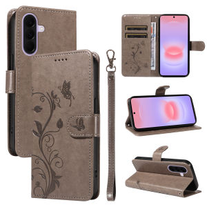 Leather Wallet Flip Case for Samsung Galaxy S22 S23 S24 S25 S26 FE Ultra Plus Edge | Flower Embossed Design Card Holder